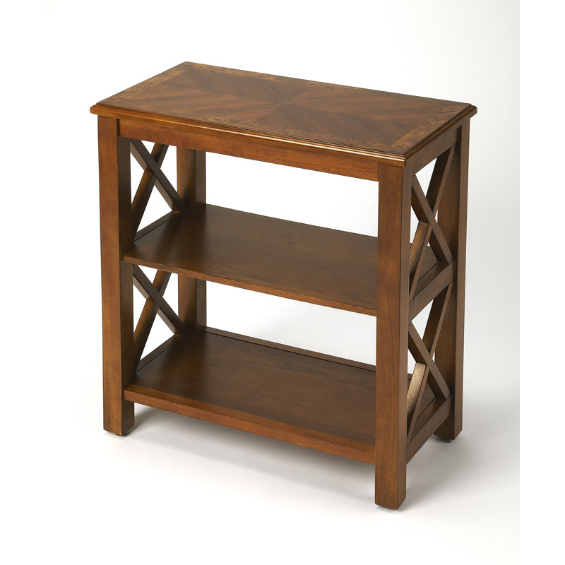 Vance 2 Shelf 22"W Bookcase, Olive Ash Burl with Cherry