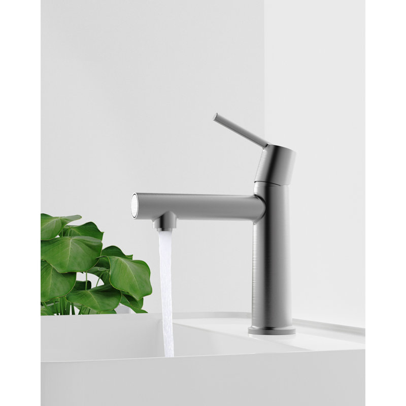 Gun Gray Single Handle Bathroom Faucet For 1 Or 3 Holes ,Fountain And Flow Mode Two-In-One Function,Deck Mount Laundry Vanity Sink Faucet With Two 9/16" Hoses