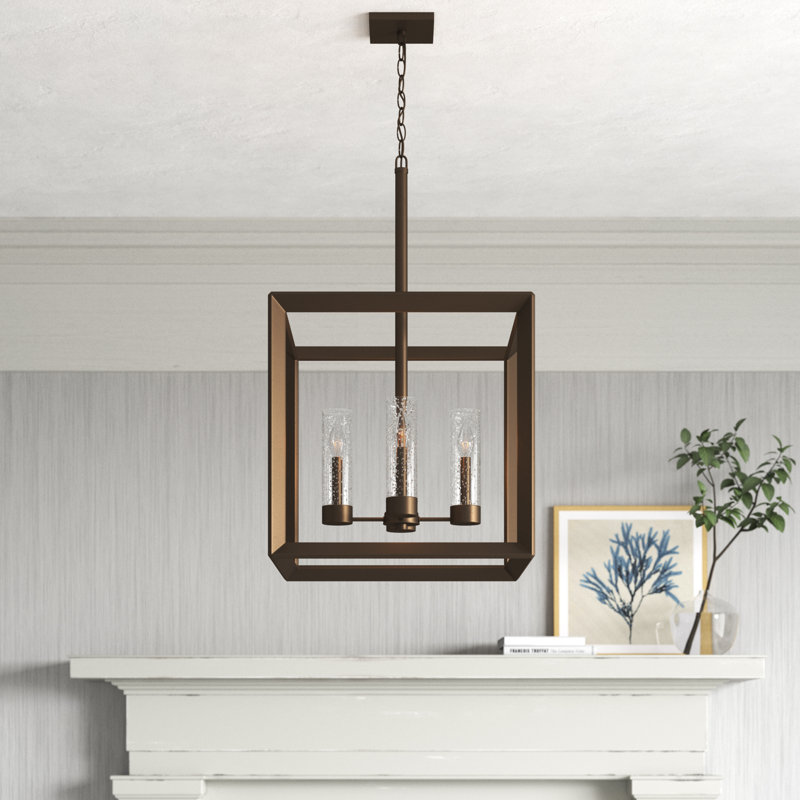 Rhodes 4-Light Outdoor Open Box Chandelier with Clear Seedy Glass Shades