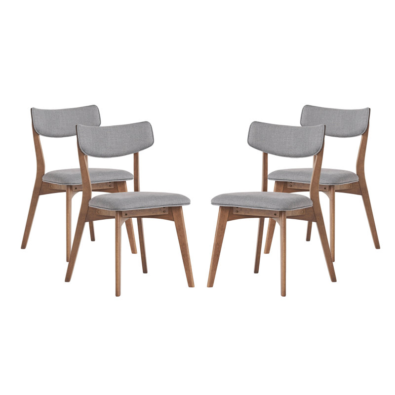 Putnam Upholstered Dining Chairs with Curved Back & Rubberwood Legs , Dark Gray/Walnut, 4