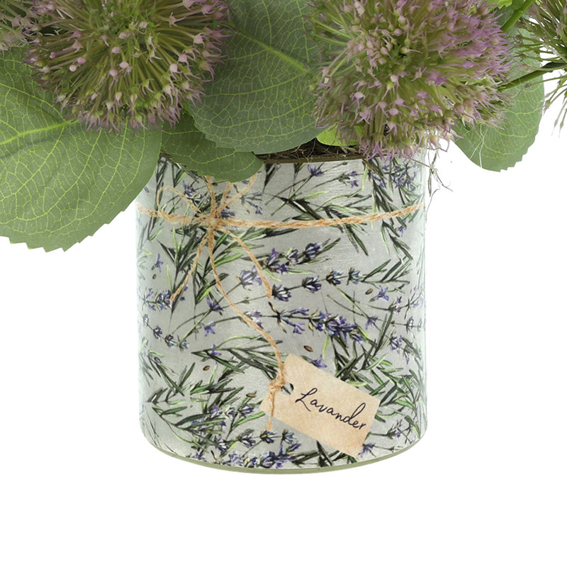 Lavender Thistle Arrangement in Glass Vase