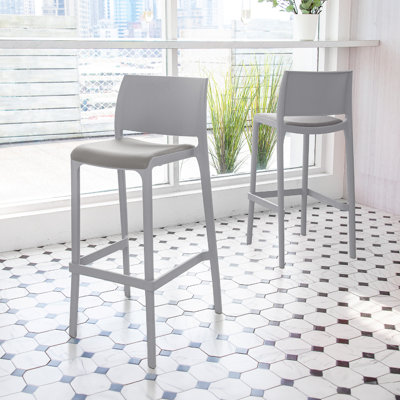 Sensilla Cushioned Resin Counter Stool, Taupe