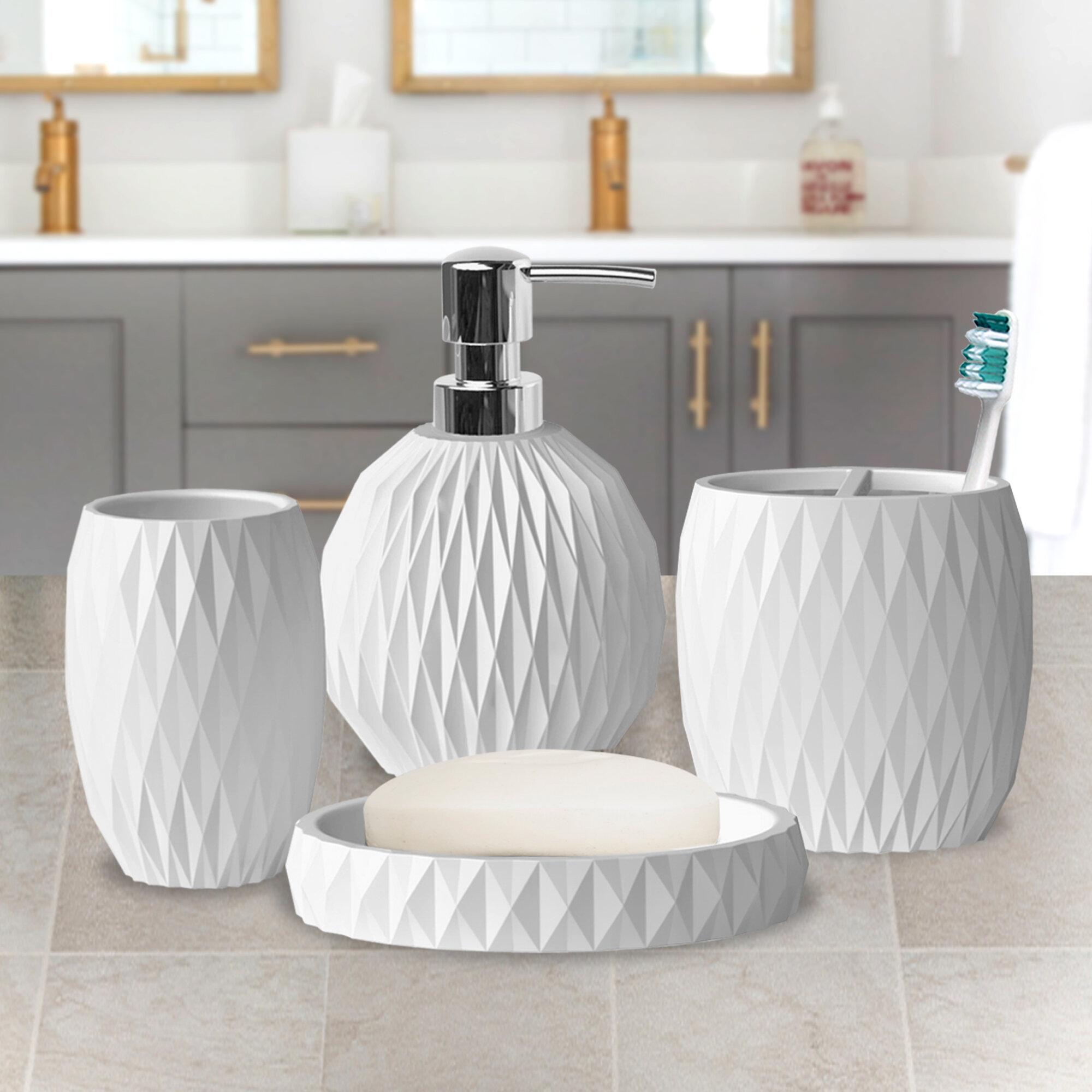 Melchiore 4 Piece Bathroom Accessory Set Orren Ellis