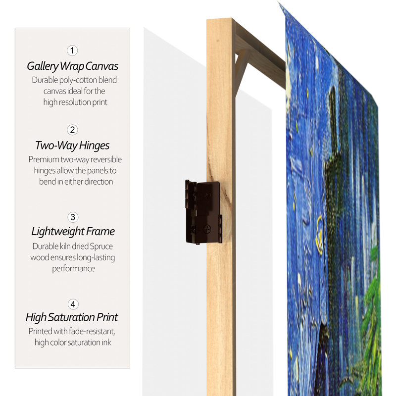 70.88" x 47.25" Works of Van Gogh 3 Panel Room Divider