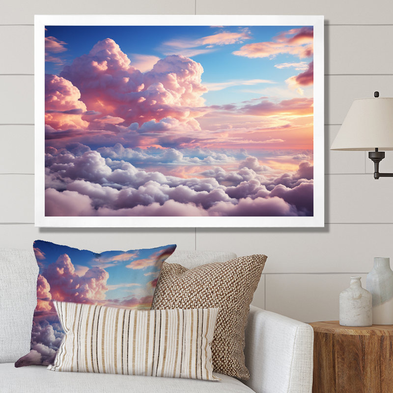 Paysage de rêve pastel pêche - imprimé, Cadre photo blanc, H 16 po x l 32 po x P 1 po