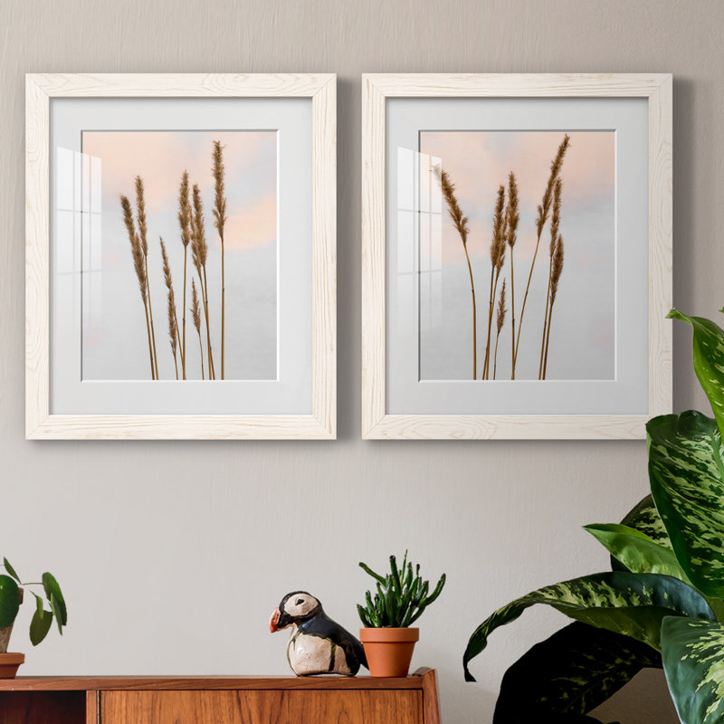 Sunset Pond I - ensemble de 2 reproductions de photos, H 24 po x l 36 po x P 1,5 po, Papier encadré blanc, Blanc
