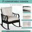 Chaise berçante en aluminium pour le confort de l'espace extérieur. Siège élégant, protégé et agréable avec style tropical - chaise berçante, coussins kaki