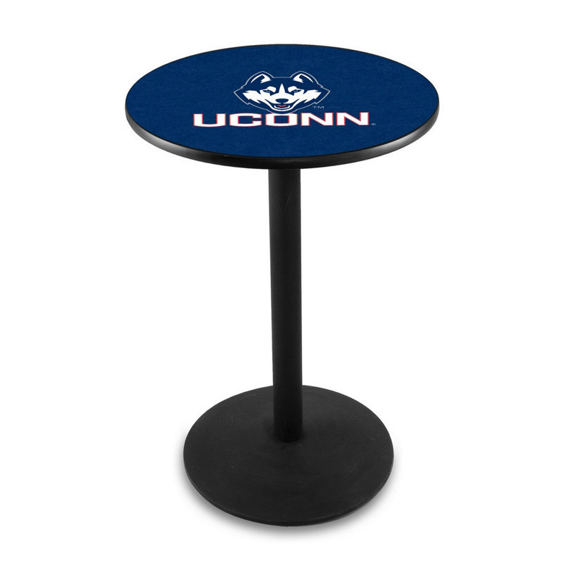 Round Metal Base Dining Table, Black Wrinkle, University of Connecticut
