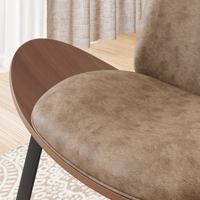 Leather Lounge Chair, Brown Faux Leather, Black