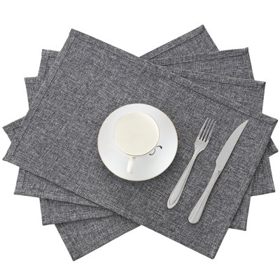 4-Pack Solid Linen Rectangular Placemats