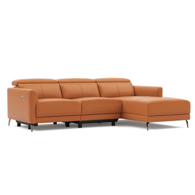 Valencia Geshia Leather Reclining Modular Sofa, 3 Seater Sofa | Italian Nappa 11000 Grain Leather | Power Reclining Seat with Adjustable Headrests