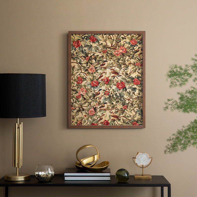 WM MORRIS Series CCXXX  -Premium Framed Print -Ready to Hang - No Nails Required, Walnut, 21" H x 17" W