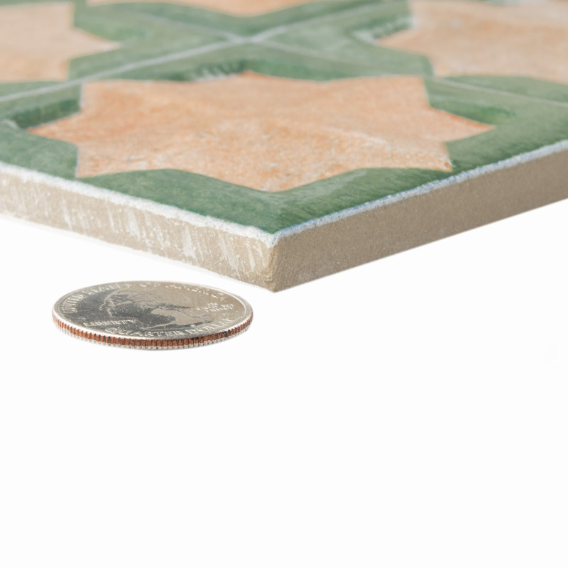 Tetuan Astre 12-1/8 In. X 21-7/8 In. Porcelain Wall Tile, Brown/Green