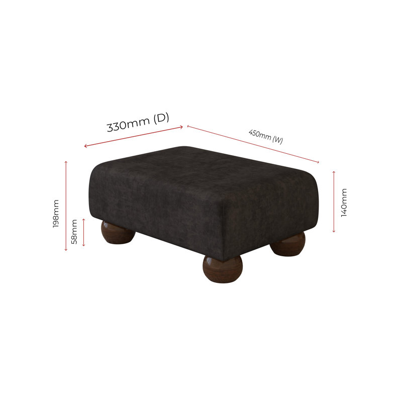 Autryville Wood Bun Feet - Fabric, Mahogany, Velvet, Jet Black