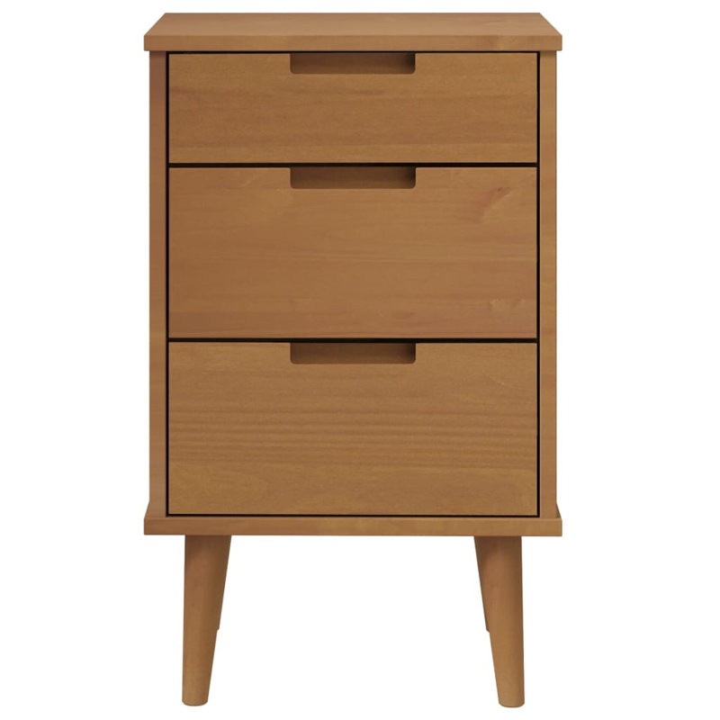 Hailley 40cm W Solid Wood Bedside Table, Brown