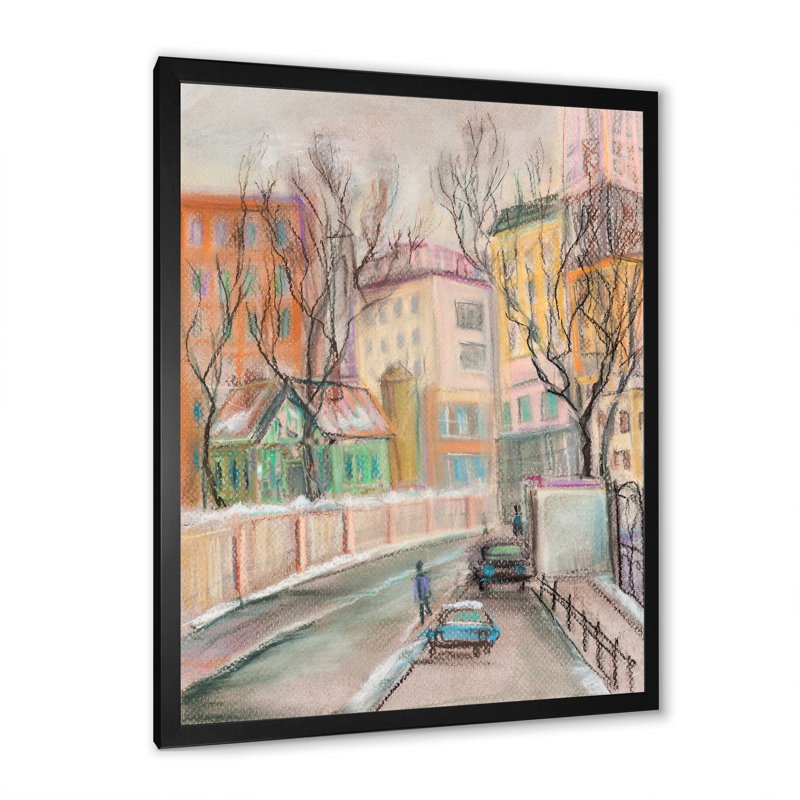 Lanes In Moscow City - peinture sur toile, H 20 po x l 12 po x P 1po, Cadre noir