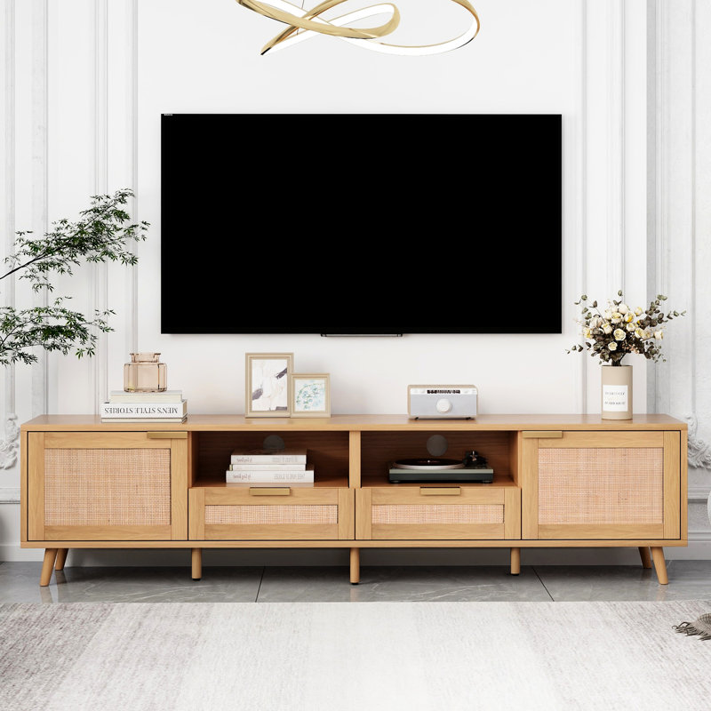 Meuble audio-vidéo pour téléviseur de 85 po: construction, grand espace de rangement avec design: s'adapte aux téléviseurs et aux tablettes