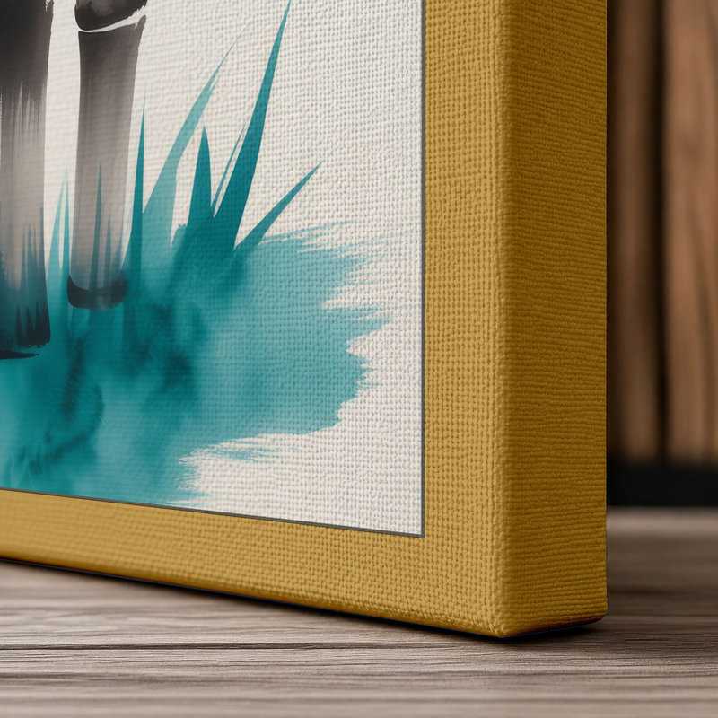 Bamboo in Mist Japandi - Wrapped Canvas, 24x16 - 61.0 x 40.6 cm, Ochre Border