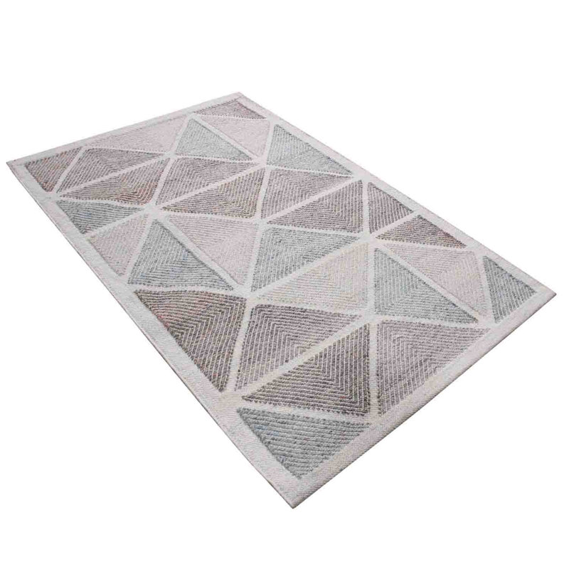 Rug & Kilim’S Scandinavian Inspired Moroccan-Style Beige And Blue Polyester Rug, Rectangle 6' x 9'