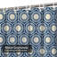Rideau de douche bleu à motifs géométriques et motifs floraux bleus avec 12 crochets-1973991034