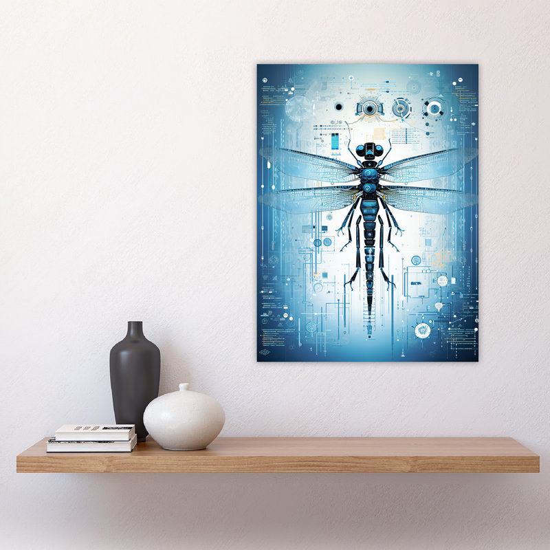 Wall Art Print Dragonfly Nanobot Robot Hybrid Secret Military Schematic Futuristic Complex Arcane Manuscript Gift For Cave Poster