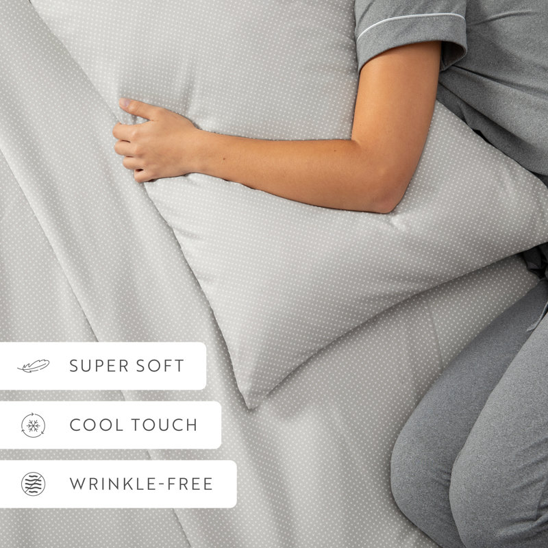 Home My Heart Pattern Microfiber Sheet Set, Light Gray, Cal.King Sheet Set + 1 Fitted Sheet + 2 Pillowcase