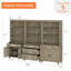 Armoire de cuisine de 72,1 po de hauteur avec 5 tiroirs et 4 portes, gris délavé