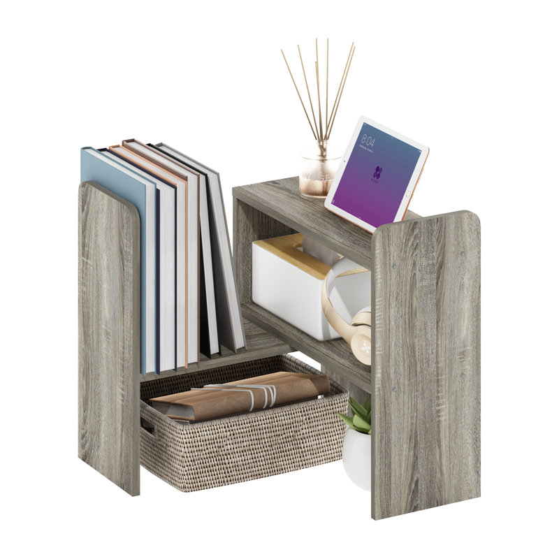 Union Rustic Escher Desk Top Organizer Bookshelf, Dark Espresso, French Oak