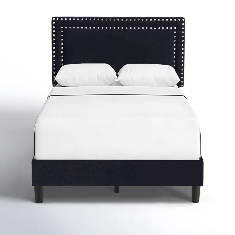 Cadena 2 Pack Black Twin Upholstered Platform Bed Frame with Tufted Adjustable Headboard,Noise-Free Twin Size Bed with 8 Inch Under-Bed Storage