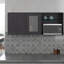 Rangement mural pour armoire de cuisine avec espace pour micro-ondes, 4 portes, tablettes de rangement intérieures, tablette ouverte et porte-vaisselle intégré Hasselt