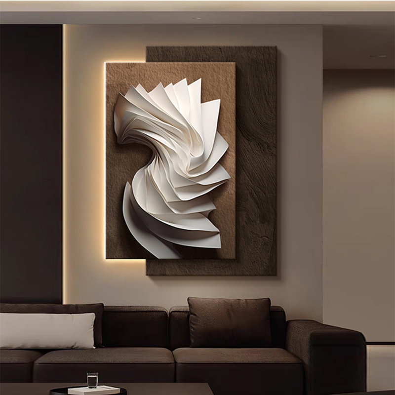 Italian Minimalist 3d Sandstone Led Wall Art: Sculptural Entryway/Sofa Decor, 47.24'' H X 31.89'' W X 1.57'' D
