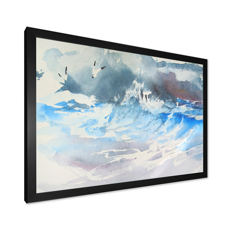 «Wave and Sea Gulls X», reproduction sur toile, Cadre noir, H 8 po x l 12 po x P 1 po