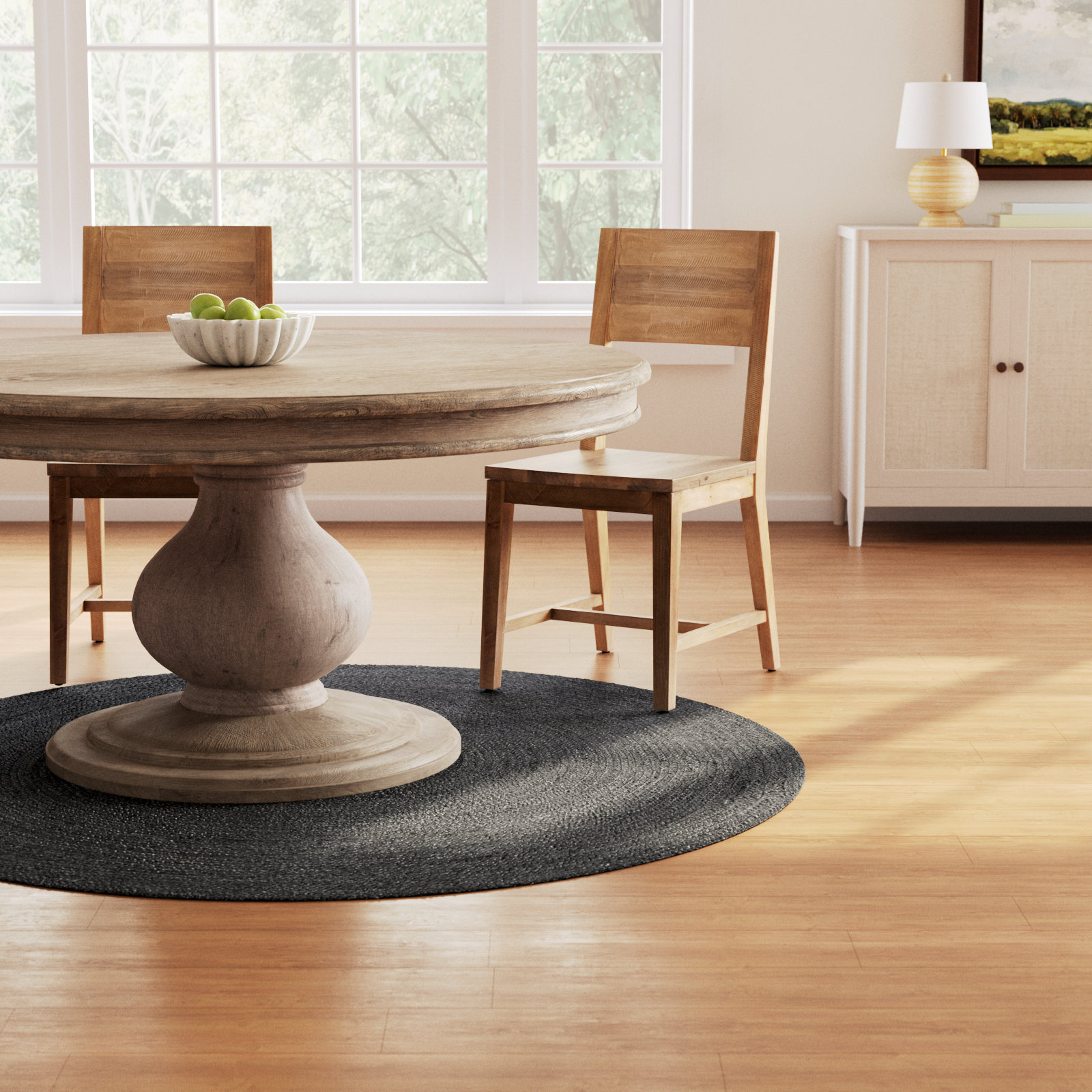 Gage Charcoal Hand-Braided Jute Rug, Round 4'