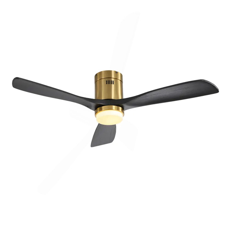 Ventilateur de plafond encastré de 52 pouces avec 3 pales en bois massif et moteur à courant continu réversible pour le salon