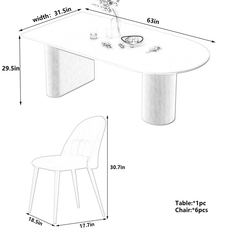 Ensemble de salle à manger Minimalist, H 29,5 po x L 70,9 po x l 31,5 po