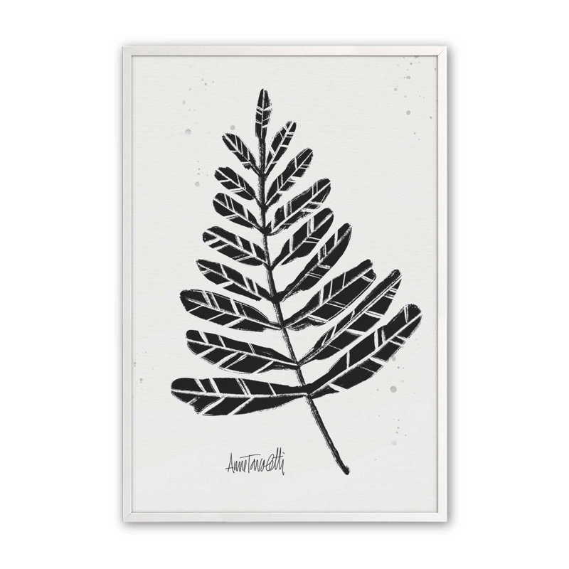 Imprimé botanique noir et blanc II, H 21 po x l 17 po, Cadre ouvert à coins ouverts, blanc opaque