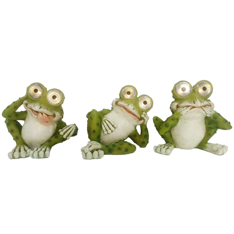 Ensemble de 3 grenouilles 5,5 po en résine solaire