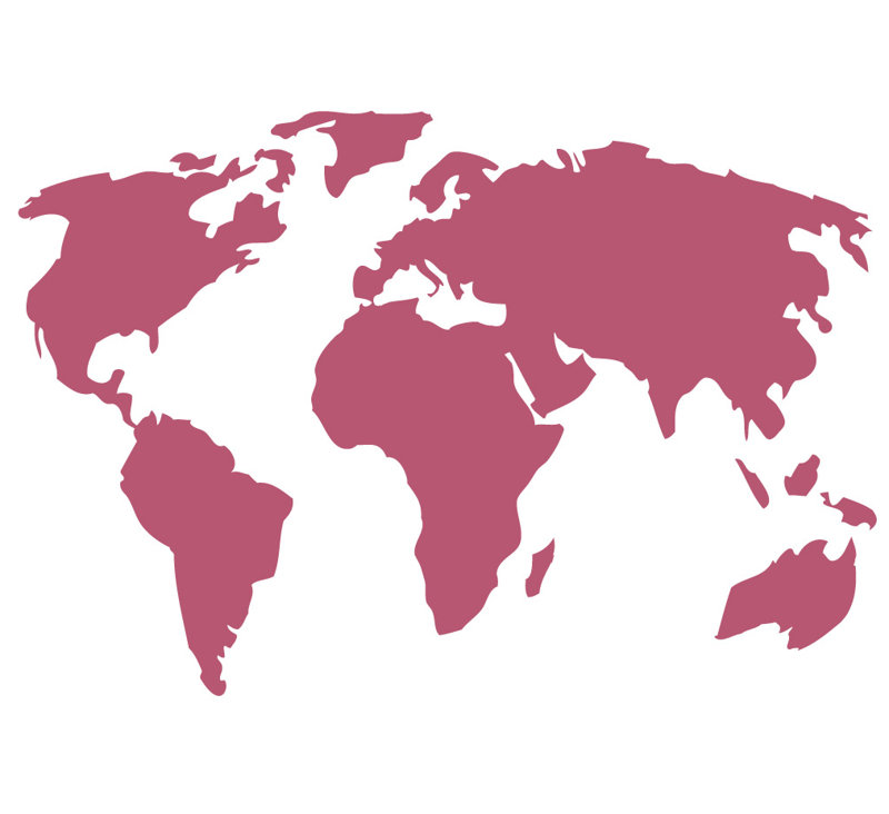 Décalcomanie murale carte du monde, H 22 po x l 32 po x P 0,01 po, Rouge à lèvres