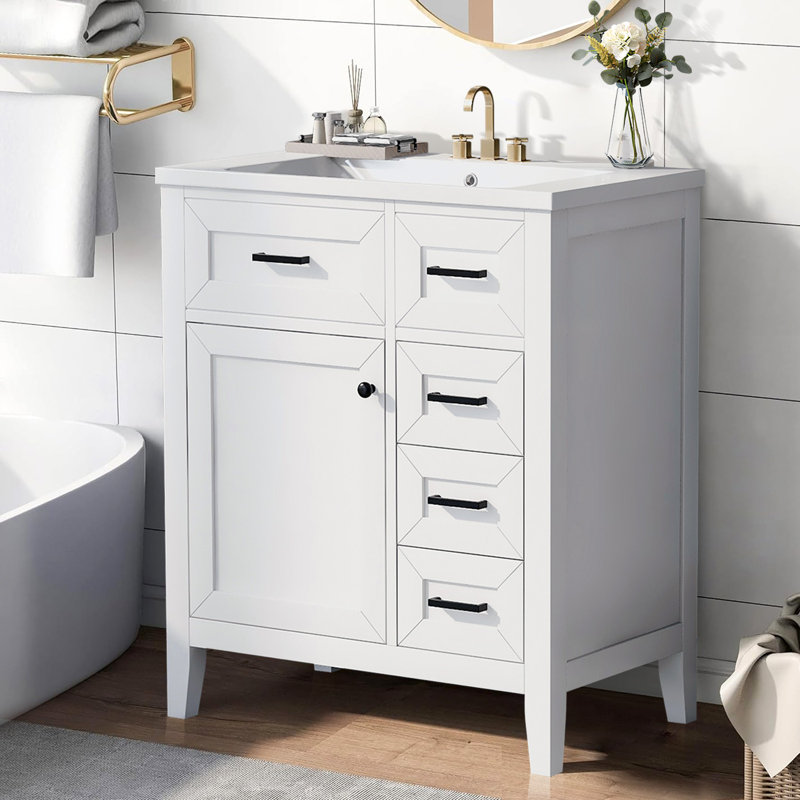 Meuble-lavabo 30 po avec lavabo en céramique, Blanc