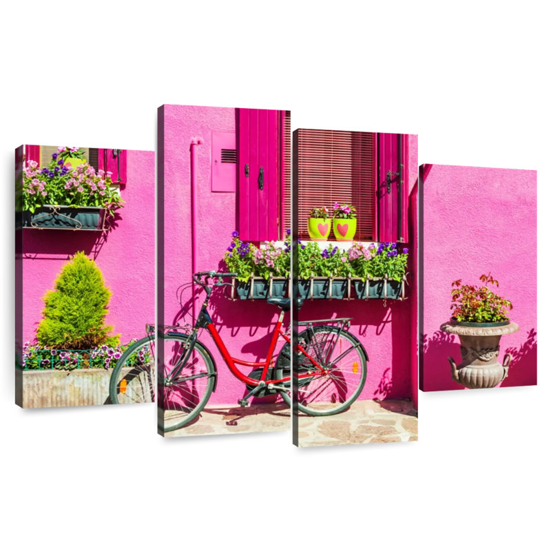 Lilie Pink House Bicycle, 54" H x 84" W
