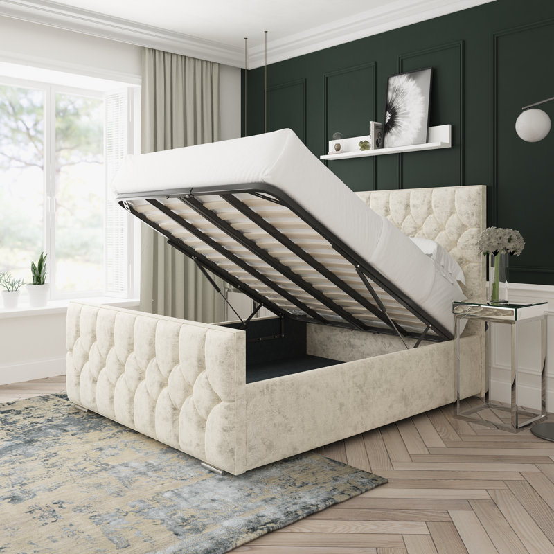 Upholstered Bed, Small Double (4'), Cream