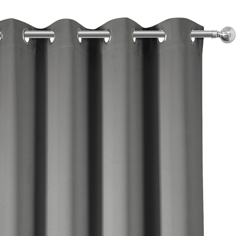 100% Room Darkening Blackout Eyelet Curtains (Set Of 2) , Light Grey, 228cm Width x 228cm Drop