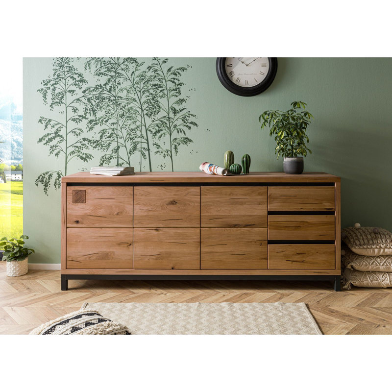 Villanders 210cm Solid Wood Sideboard, Brown