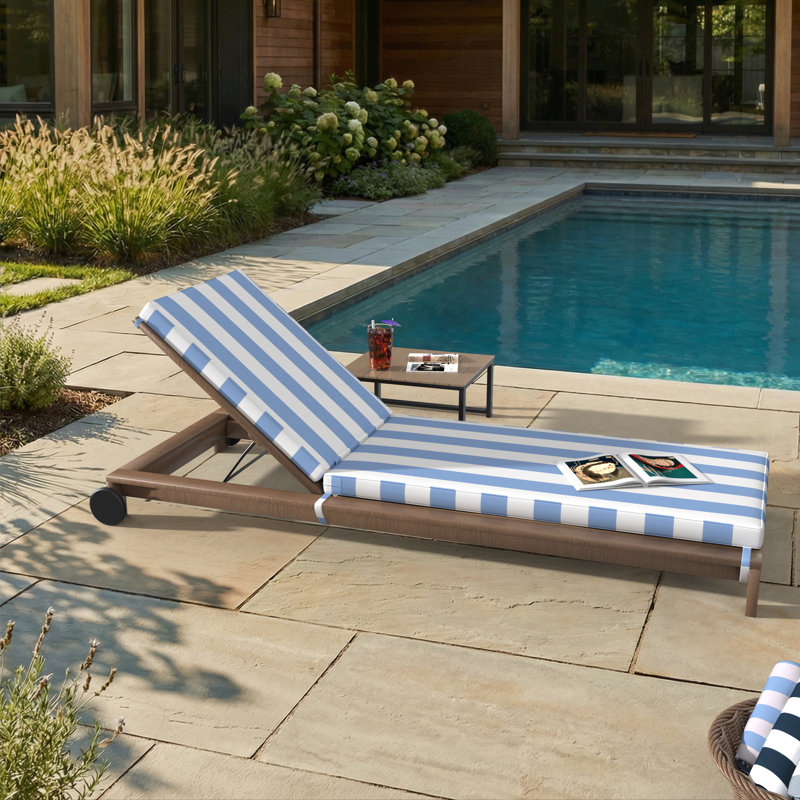 Wayfair Custom Outdoor Chaise Cushion With Sunbrella Fabric, Cabana Classic Black, 23" W x 75" D