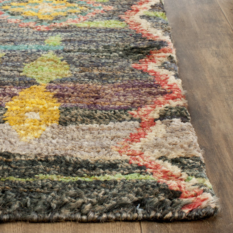 Tapis géométrique en laine noué à la main Yates, Rectangle 4 pi x 6 pi