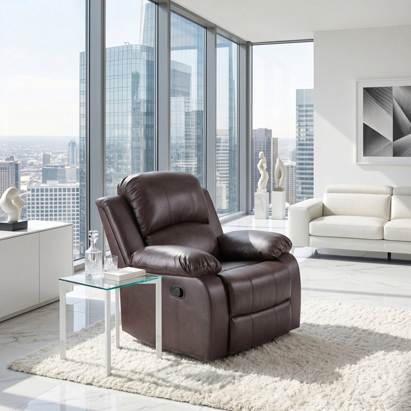 Fauteuil de rechauffement manuel Warmora en cuir végétalien brun (1 pièce), Brown Faux Leather