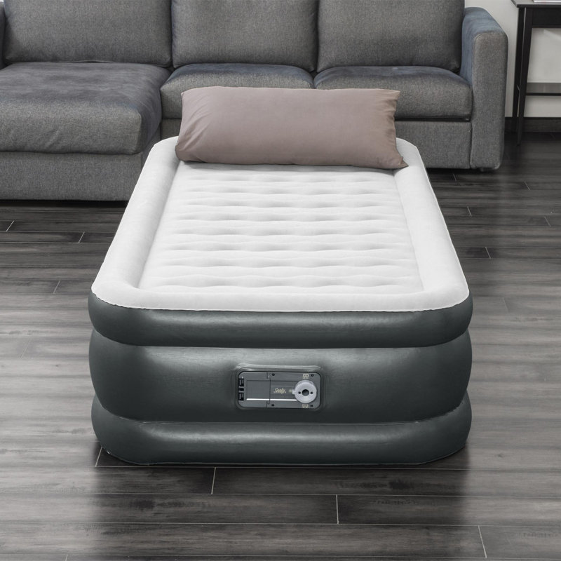 Sealy Twin 18" Gray and White Inflatable Air Mattress with Built-In Pump