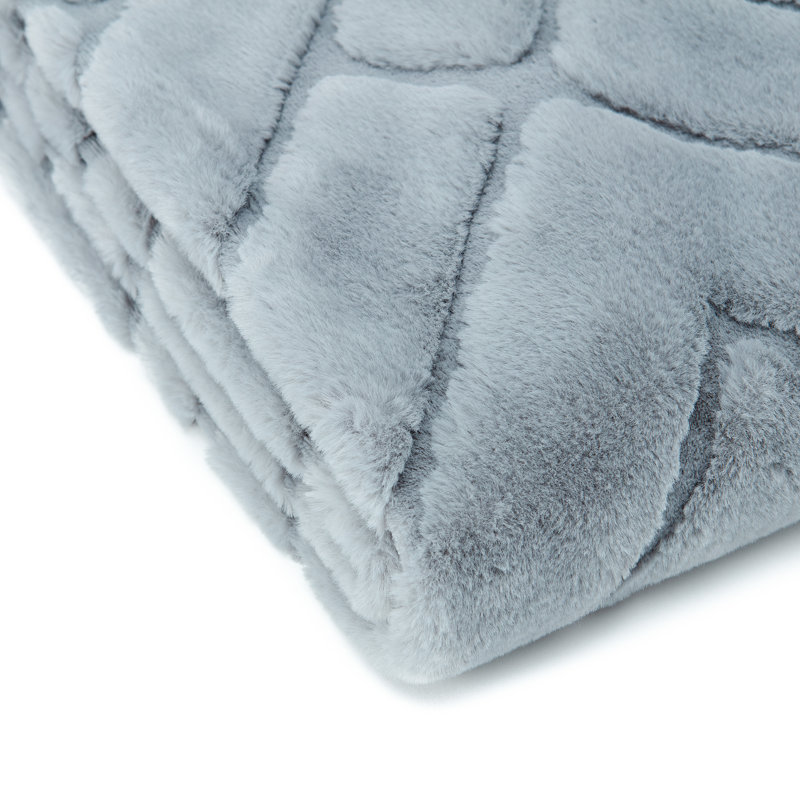 Jeté en fausse fourrure Chanasya, Bleu-gris