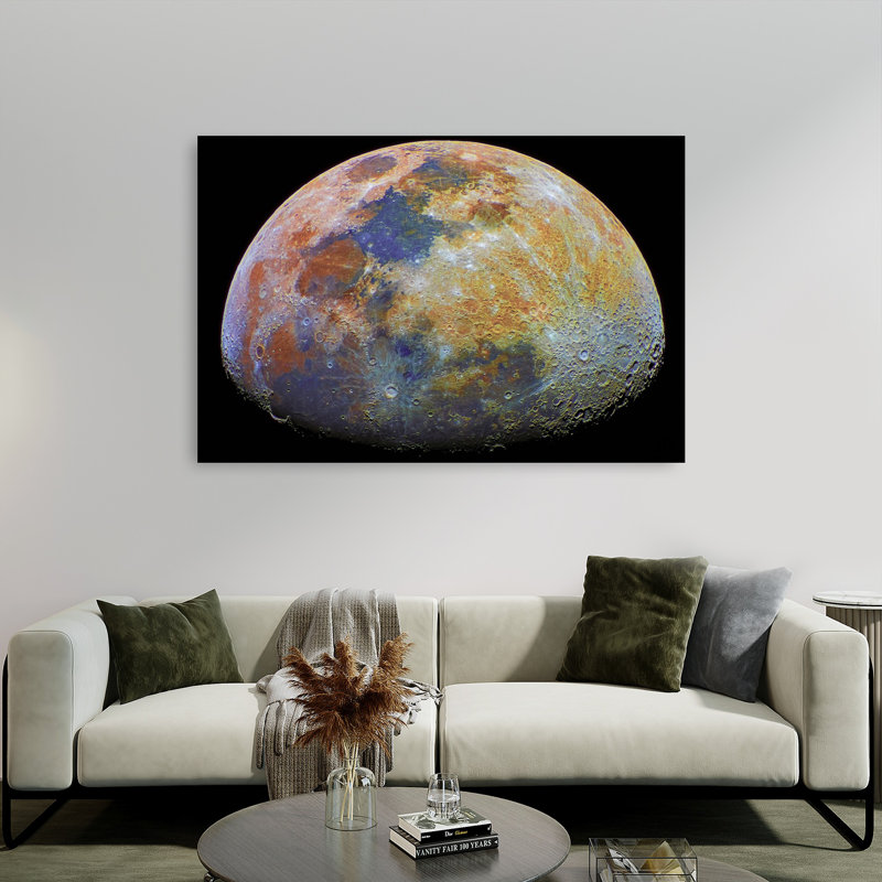 Surface lunaire colorée, paysage abstrait coloré, art mural, H 40 po x l 60 po