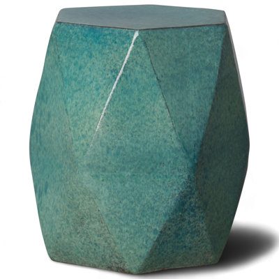 Ibtihal LARGE BRILLIANT MATRIX STOOL/TBL, TEAL 18X22"H by Corrigan Studio